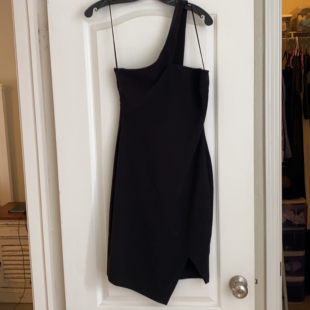 Likely black asymmetrical dress sz 2